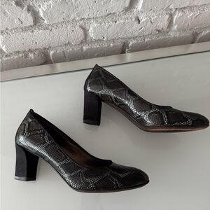AGL Black and Gray Snake Pattern Heels
